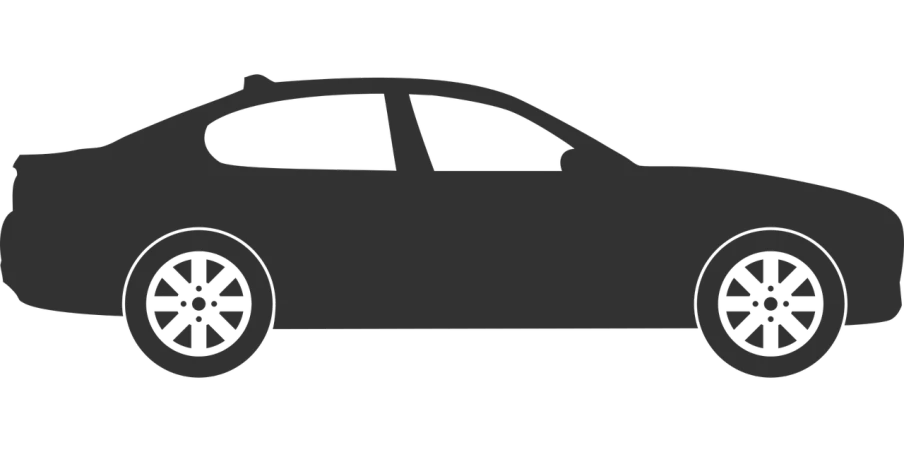 a black and white silhouette of a car, a cartoon, by Thomas Barker, pexels contest winner, minimalism, ( ( ( ( ( jaguar e - type car, full view of a car, tesla car, flat colour