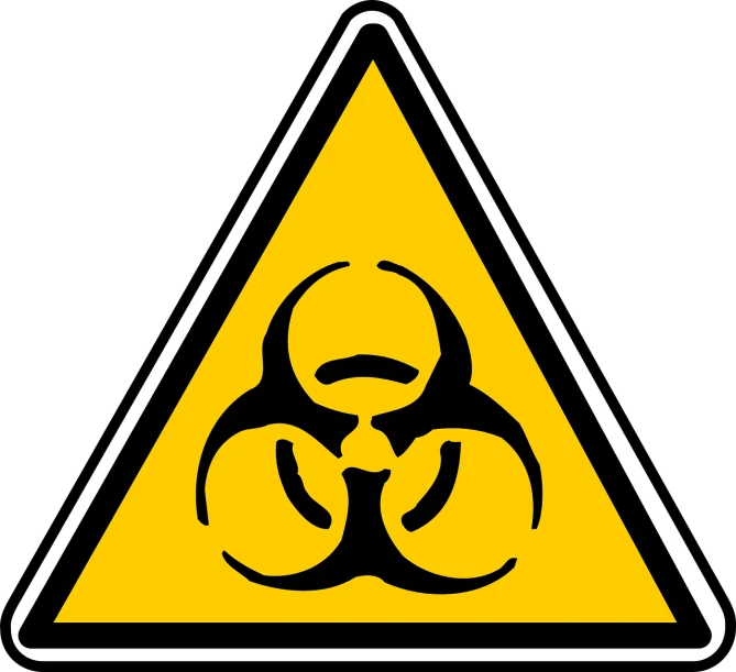 a warning sign with a biohazard symbol on it, by Bernard Meninsky, pixabay, nuclear art, vector logo, rna bioweapon, extremely bizarre disturbing, worksafe. illustration