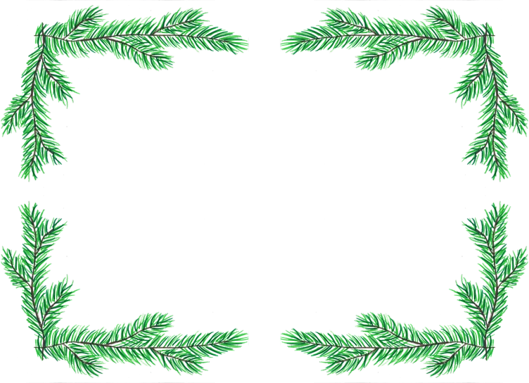 a square frame made of pine branches on a black background, a screenshot, tumblr, pixel art, view from bottom to top, colored screentone, 1128x191 resolution, christmas