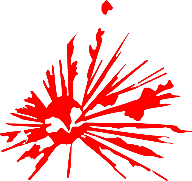 a red paint splatter on a black background, a screenshot, inspired by Shōzō Shimamoto, action painting, !!! very coherent!!! vector art, style of mirror\'s edge, viewed from above, fireworks