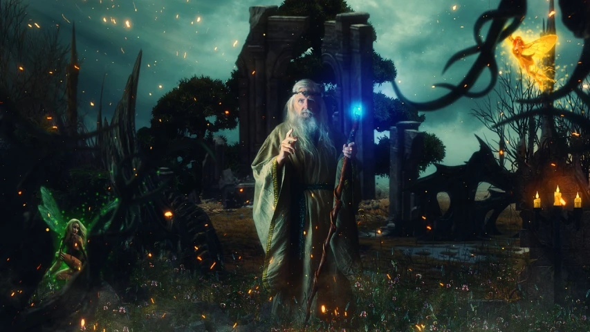 a man that is standing in the grass, pixabay contest winner, fantasy art, gandalf attacks ancient athens, 4 k cinematic photo, dressed as an oracle, high quality fantasy stock photo