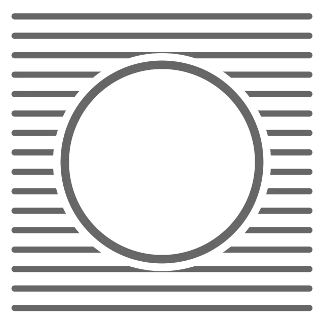 a black and white photo of a circle, an album cover, inspired by Inshō Dōmoto, atari logo, black stripes, ( ( dithered ) ), flat grey color