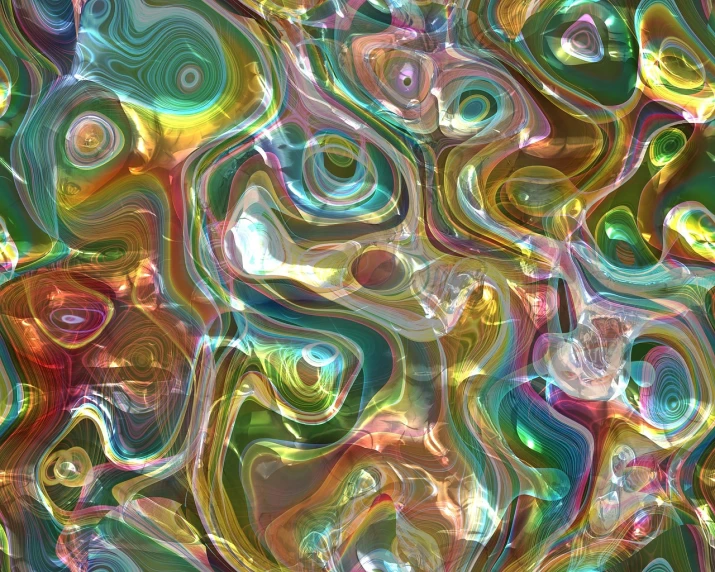 a close up of a colorful glass surface, a raytraced image, generative art, seamless texture, molten plastic, swirly ripples, random metallic colors