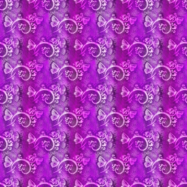 a pattern of pink and purple flowers on a purple background, trending on pixabay, butterflies and worms, paisley wallpaper, gradient, repeating pattern. seamless