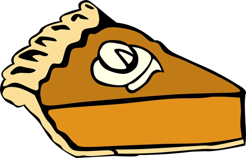a piece of pie with a bite taken out of it, pixabay, digital art, black and orange, thick black lineart, brown, holiday