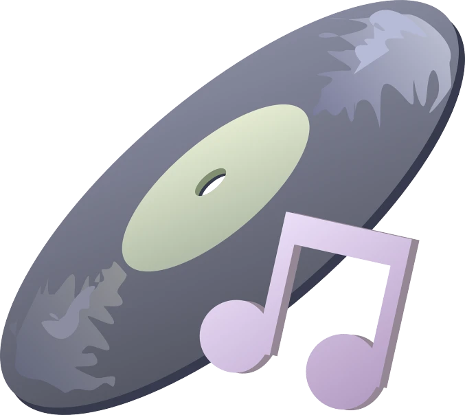 a vinyl record with a music note sticking out of it, pixabay, mingei, wikihow illustration, game icon, cartoon image