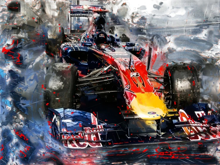 a painting of a red bull racing car, tumblr, digital art, amazing splashscreen artwork, monaco, 3 0, amazing
