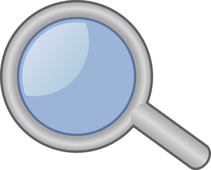 a magnifying glass on a black background, a cartoon, pixabay, blue: 0.25, sharp focus vector centered, computer - generated, blue gray