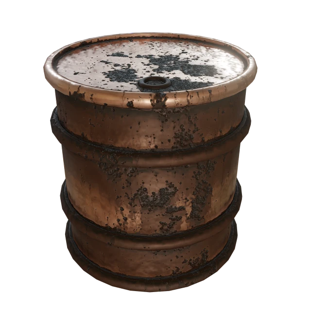 a rusty barrel sitting on top of a table, a raytraced image, trending on polycount, conceptual art, 8k octae render photo