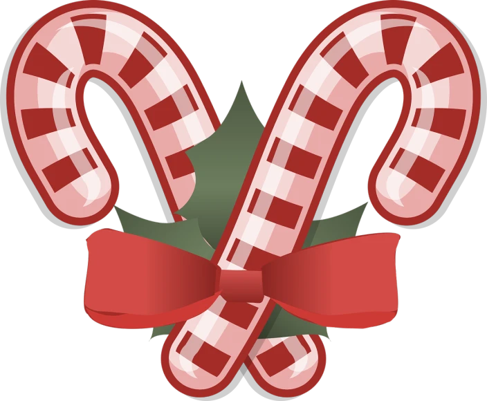 a candy cane with a red ribbon around it, inspired by Masamitsu Ōta, pixabay, sōsaku hanga, -h 1024, various artists, candyland, black