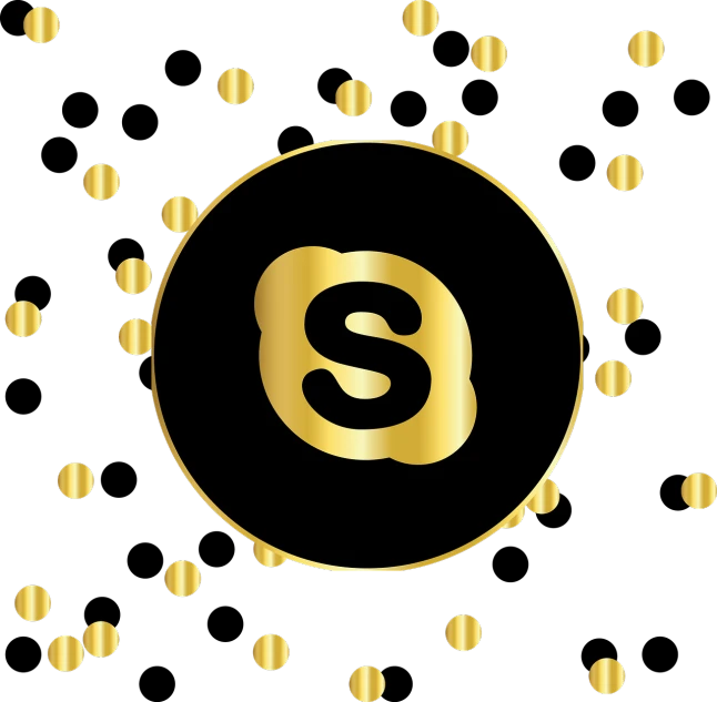a gold s in a circle on a black background, a stipple, trending on pixabay, icon pack, on a flat color black background, doge, snail in the style of nfl logo