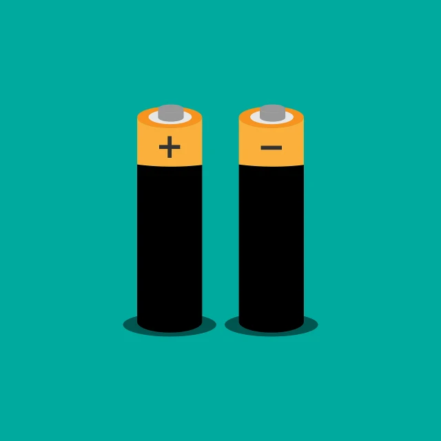 a couple of batteries sitting next to each other, vector art, by Andrei Kolkoutine, shutterstock, flat background, miami. illustration