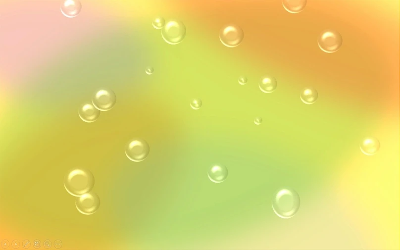 a bunch of bubbles floating on top of each other, gradient light yellow, earth and pastel colors, glossy from rain, yellow and green