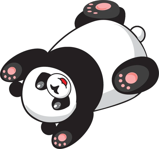 a panda bear laying down on its back, a digital rendering, inspired by Shūbun Tenshō, pixabay, mingei, isometric top down left view, bouncy belly, istock, it's night time