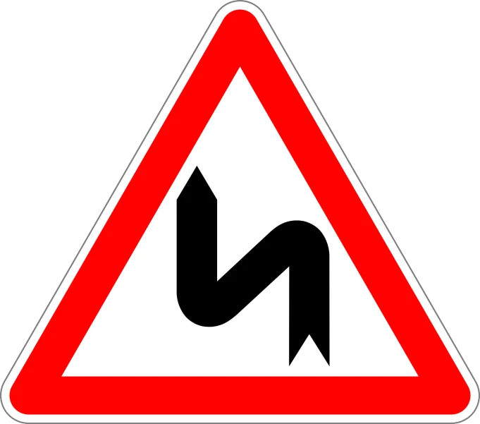 a close up of a red and white road sign, a picture, tumblr, geometric curves, triangle to use spell, two, multi - level