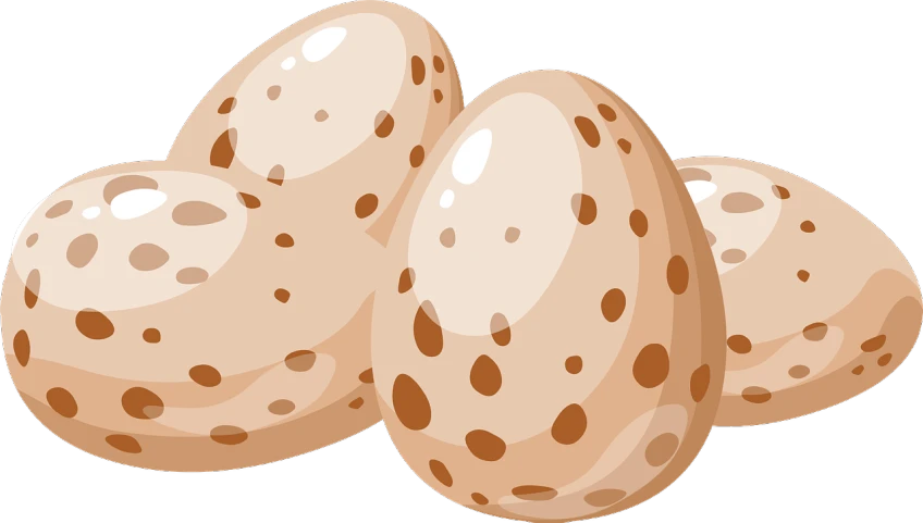 three eggs sitting on top of each other, an illustration of, inspired by Masamitsu Ōta, pixabay, digital art, ermine, spotted, dolman, color picture