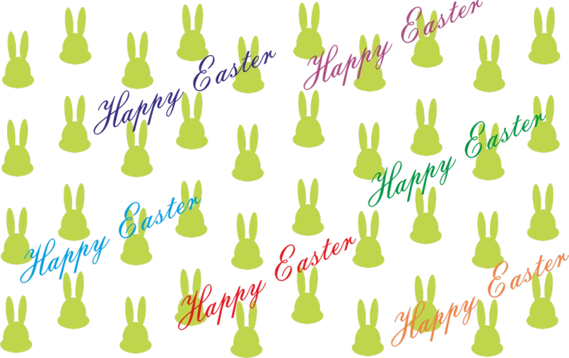 a bunch of happy easter bunnies on a black background, inspired by Peter Alexander Hay, flourescent colors, with text, h 1 0 2 4, black!!!!! background