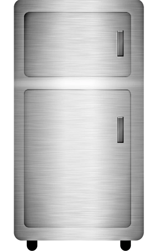 a stainless steel refrigerator on a black background, deviantart, computer art, ((oversaturated)), iphone photo, card back template, wallpaper - 1 0 2 4