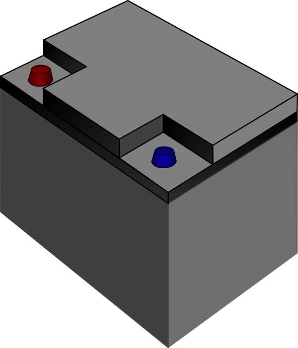 a car battery on a black background, a computer rendering, by Andrei Kolkoutine, polycount, computer art, ms paint drawing, -step 50, portrait isometric drawing, black backround. inkscape