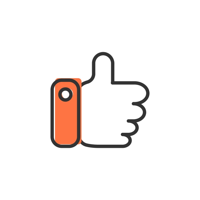 a thumbs up and thumb down icon on a white background, by Emma Andijewska, orange line, camera, digital asset, book