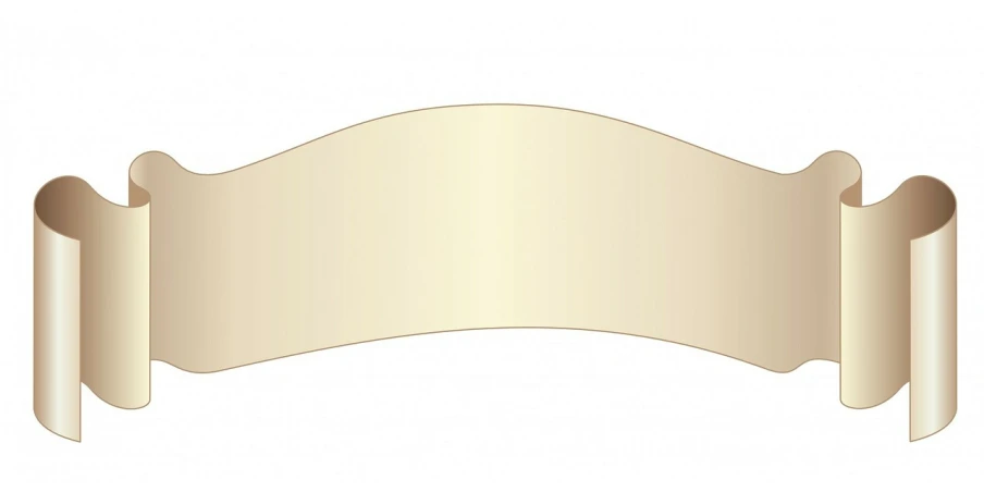 a gold scroll on a white background, by Harriet Zeitlin, featured on shutterstock, woamn is curved, solid smooth teeth, beige color scheme, cloth banners