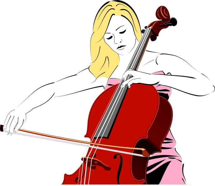 a woman playing a cello on a black background, vector art, by Zoran Mušič, pixabay, pop art, blonde women, exquisitely detailed, wikihow illustration, cubists love it