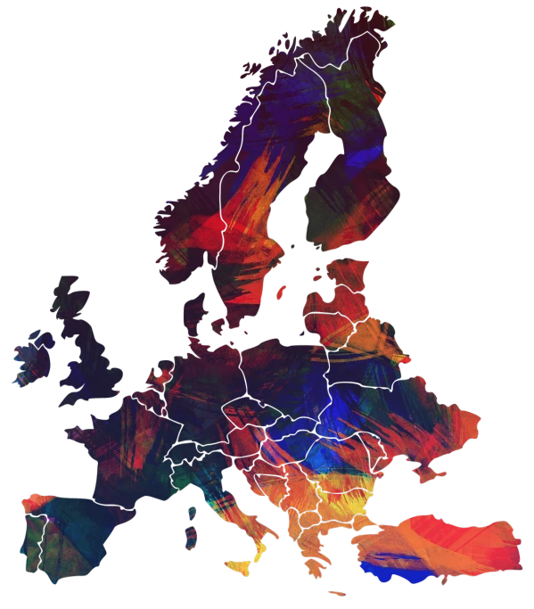 a close up of a map of europe, digital art, modern european ink painting, databending, fractal human silhouette, with a black background, mobile wallpaper