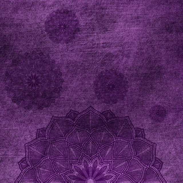 a close up of a purple flower on a purple background, a digital rendering, arabesque, chalk texture on canvas, indian patterns, round background, resources background