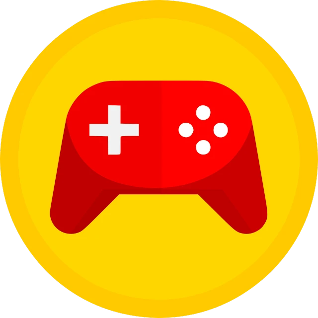 a red video game controller sitting on top of a yellow button, a screenshot, by John Button, trending on dribble, tachisme, discord profile picture, badge, red theme, profile picture