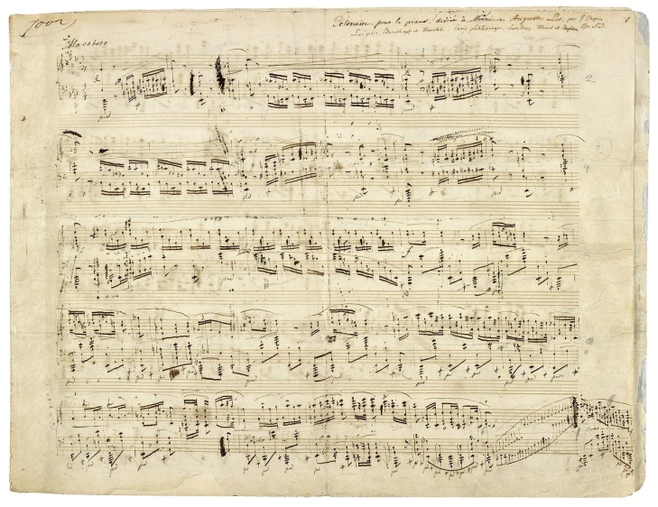 a close up of a sheet of music, by Franz von Lenbach, shutterstock, 18th century drawing, horizontal view, charles baudelaire, transparent background