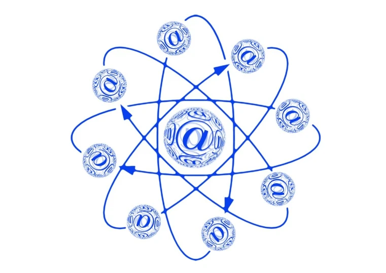 a close up of a clock on a white background, an illustration of, flickr, nuclear art, electron flow, infographics. logo. blue, email, all at once