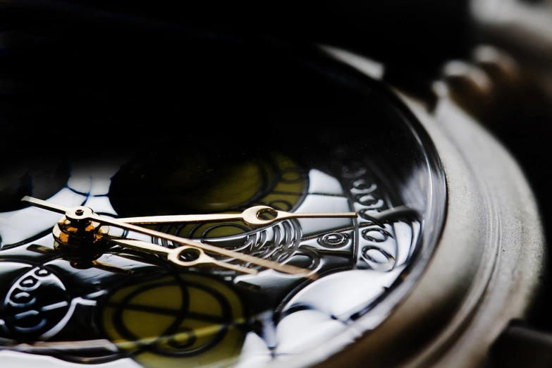 a close up of a close up of a watch, a macro photograph, by Aleksander Gierymski, precisionism, highly detailed product photo