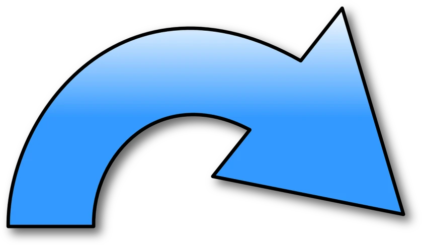 a blue arrow pointing to the right, flickr, computer art, curve, beginner art, reverse, blue and black color scheme))