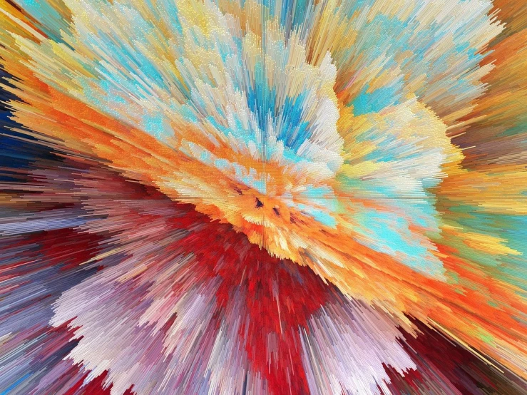 a close up of a painting of a flower, a detailed painting, inspired by Morris Louis Bernstein, pexels, abstract art, highly detailed 3d fractal, exploding powder, 8k resolution.oil on canvas, highly detailed and hypnotic