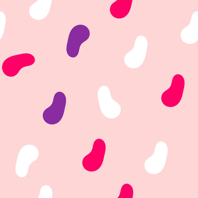 a pattern of jelly beans on a pink background, inspired by Peter Alexander Hay, generative art, stylised flat colors, worms, けもの, material is!!! plum!!!