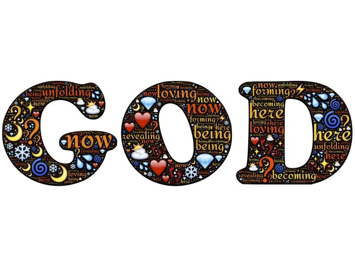 the word god written in different languages on a white background, a digital rendering, by David Burton-Richardson, trending on pixabay, happening, kneeling!!, god looking at me, multicolored vector art, amber