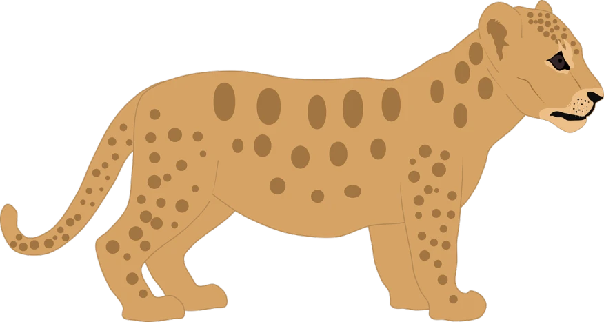 a drawing of a cheetah on a black background, an illustration of, inspired by Dahlov Ipcar, trending on pixabay, centered full body rear-shot, clean lineart and flat color, desert, polka dot