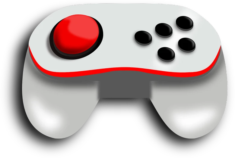 a video game controller with a red button, a digital rendering, inspired by Miyamoto, computer art, red and black and white, video game characters designs, [[fantasy]], instrument