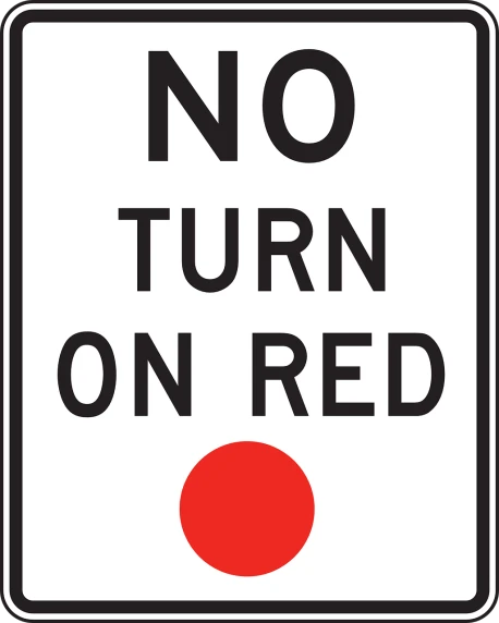 a sign that says no turn on red, inspired by Shūbun Tenshō, polka dot, [ greg rutkowski ], h 7 6 8, colored accurately