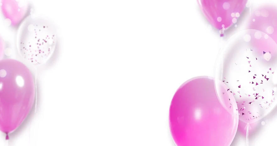 a bunch of pink and white balloons with confetti sprinkles, a picture, by Rhea Carmi, website banner, white background : 3, no text!, toys