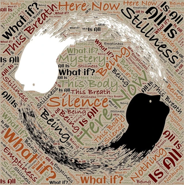 a bird that is sitting in a circle of words, an album cover, inspired by Khalil Gibran, trending on pixabay, dada, yinyang shaped, 3 2 x 3 2, enso, scrapbook paper collage