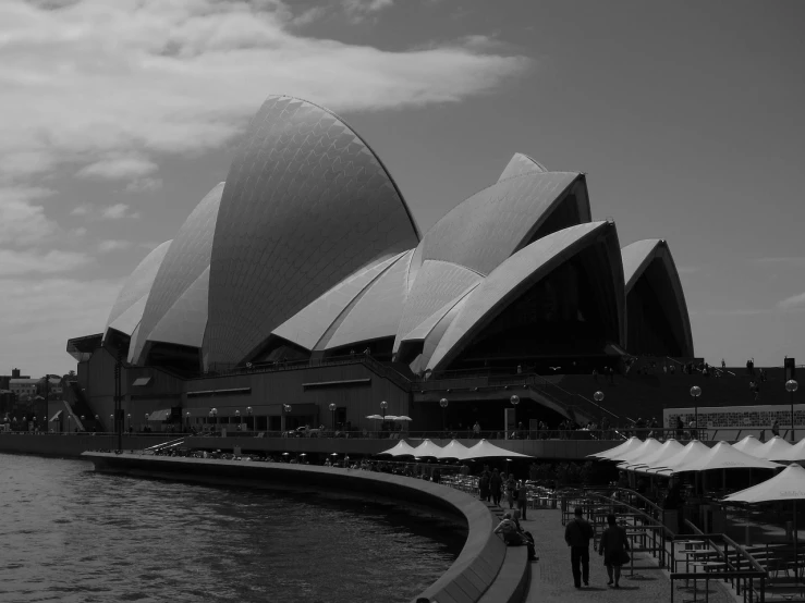 a black and white photo of the sydney opera house, a black and white photo, inspired by Sydney Carline, tumblr, hurufiyya, phone wallpaper, tony roberts, central station in sydney, on a hot australian day