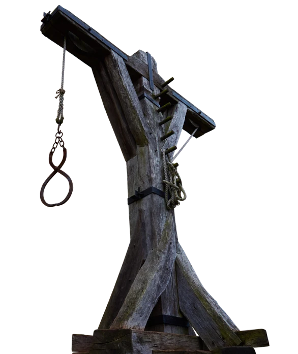 a close up of a wooden object on a black background, concept art, gallows, 1128x191 resolution, of a old 13th century, digital photo