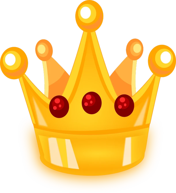 a golden crown on a black background, a cartoon, pixabay, digital art, cherry, queen and ruler of the universe, kids, crown!!!!!!