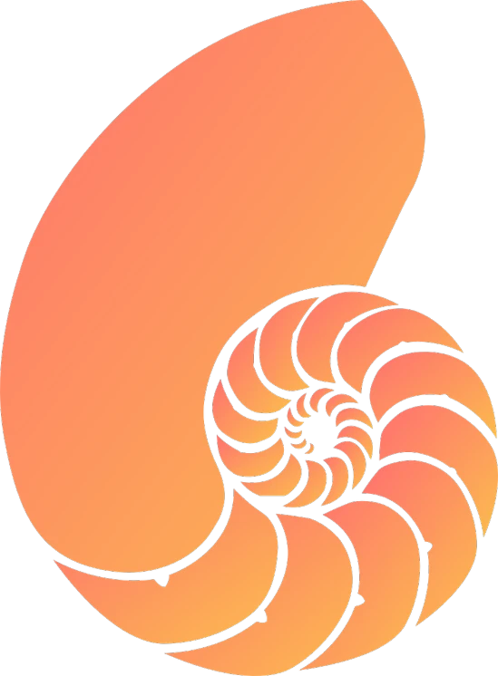 a nautish shell on a black background, a screenshot, inspired by Shūbun Tenshō, art nouveau, gradient orange, worm round mouth, [ golden ratio ]!!, ((sunset))