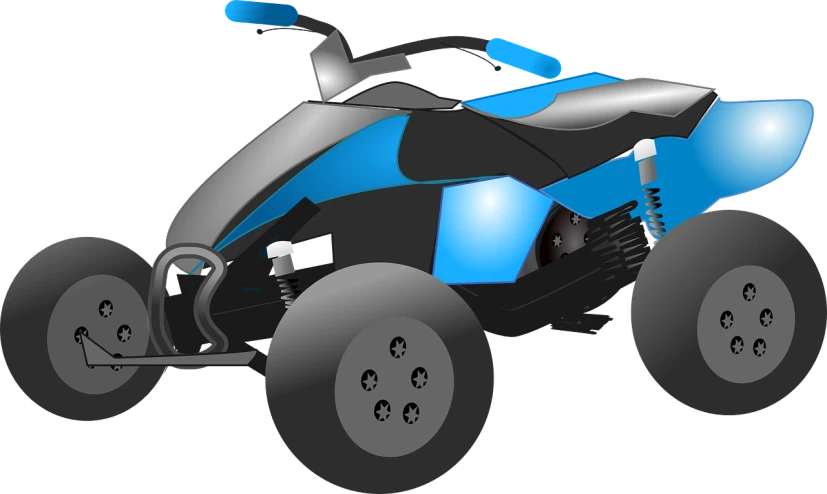 a blue and black atv with four wheels, vector art, pixabay, digital art, zoomed in, prototype car, hero shot, compressed jpeg