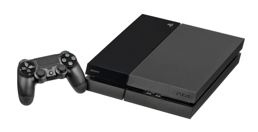 a couple of video game controllers sitting next to each other, a picture, by Randy Post, minimalism, playstation 4, black main color, with a sleek spoiler, full-body-shot