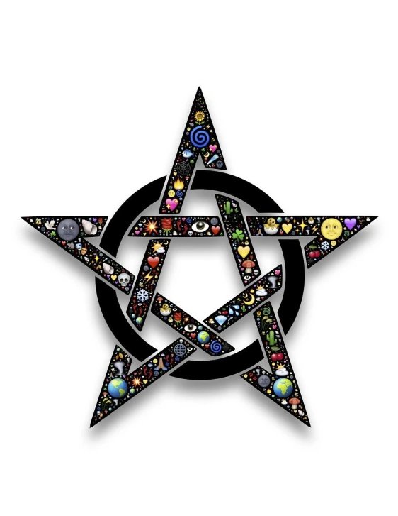 a black and white photo of a pentagram, pixabay, made of multicolored crystals, hermetic, in style of mike savad”, hd illustration