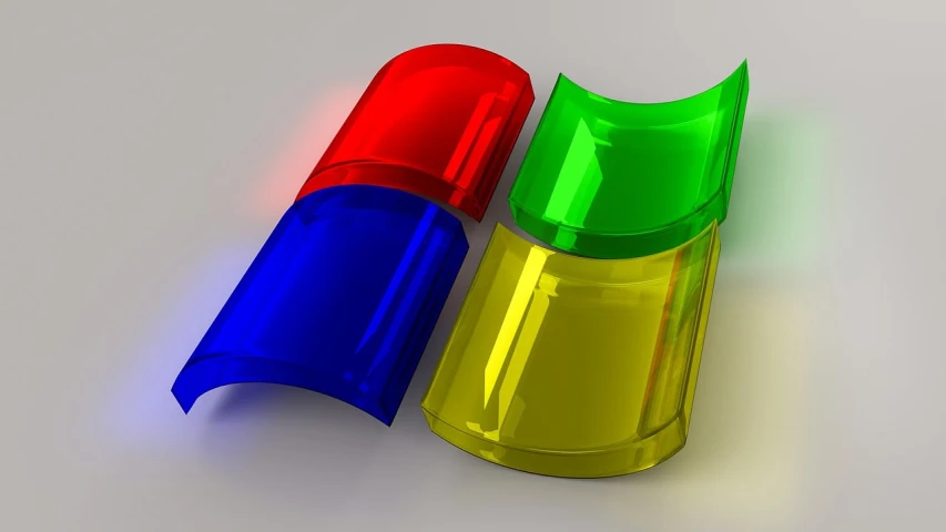 a close up of a colorful object on a white surface, a screenshot, by Harold von Schmidt, pixabay, computer art, microsoft windows logo, windows xp, promotional render, ( ( ( ( 3 d render ) ) ) )