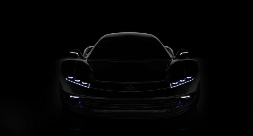 a close up of a car in the dark, a 3D render, by Andrei Kolkoutine, tumblr, front face symmetrical, 🕹️ 😎 🔫 🤖 🚬, zen concept, full frontal shot